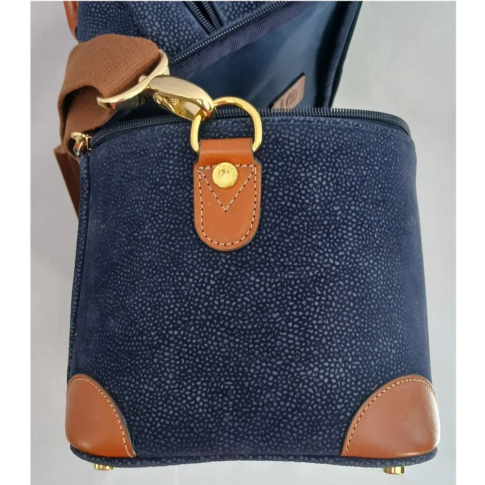 Bric's Dark Ocean Blue - Blue and Brown - Tuscan Train Beauty Case - Travel Bag - Picture 7 of 14